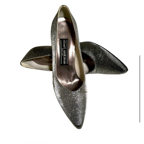 Stuart Weitzman Silver Gray Sparkle Heels Size 7B Excellent Condition - Picture 2 of 16